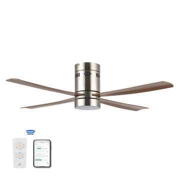 Theo 52" Contemporary Minimalist Iron/Acrylic Mobile-App/Remote-Controlled 6-Speed Integrated LED Ceiling Fan - JONATHAN Y